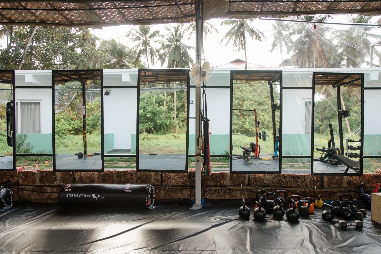 Mirrored mat studio at Gaia Fit Lab, Morjim