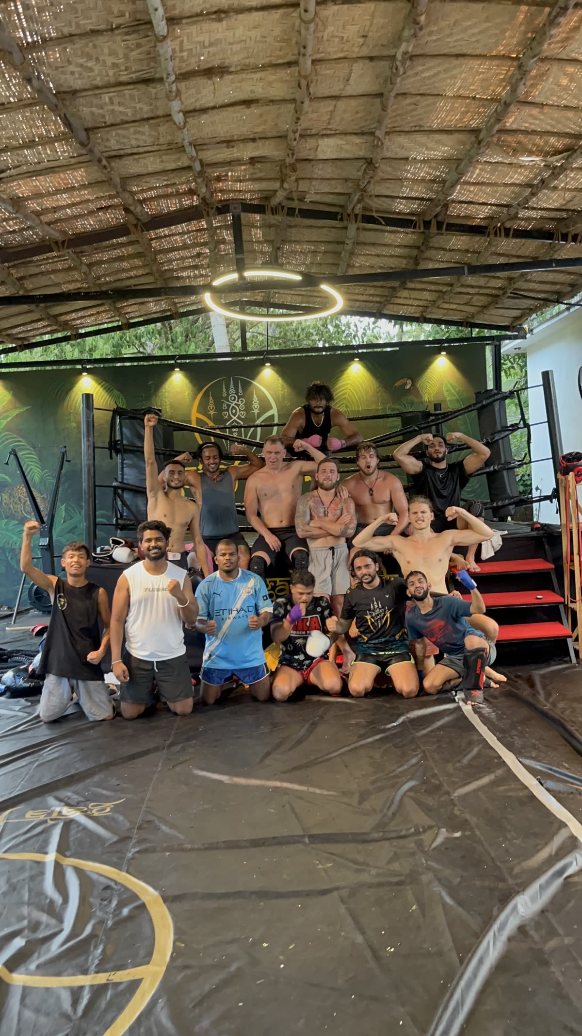 The fight crew together in the ring at Gaia Fit Lab